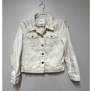 Blank NYC Raw Hem White Cotton Cropped Jean Jacket Size Medium
